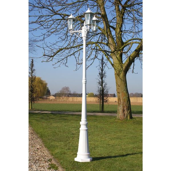 Záhradné trojramenné stĺpové svietidlo Kingston biele, 215 cm
