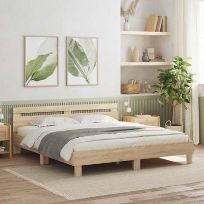 vidaXL Rám postele s LED pásikmi Sonoma 193 x 203 cm Kompozitné drevo
