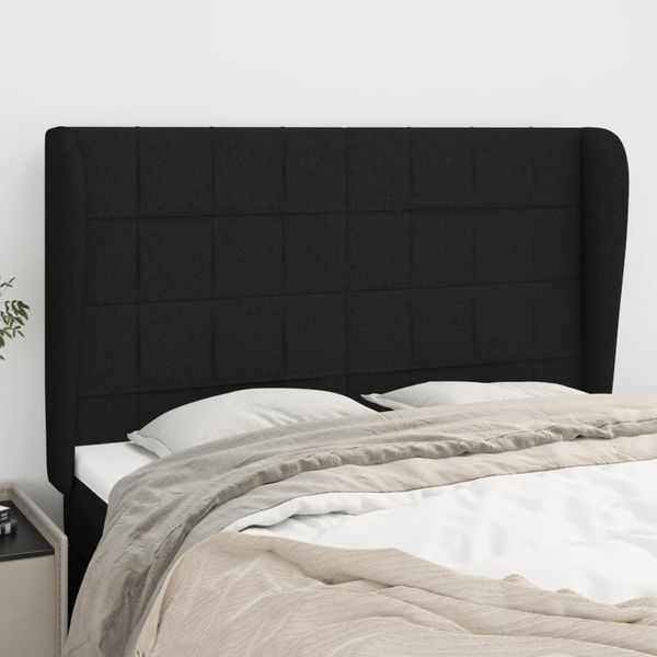 vidaXL Čelo postele so záhybmi čierne 147x23x118/128 cm látka