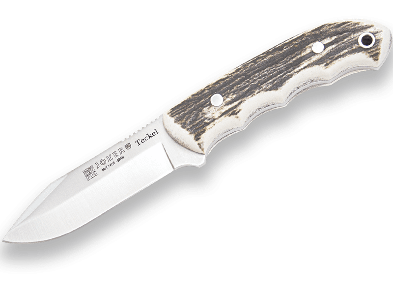 JOKER CC85 Teckel lovecký nôž 9,5 cm, paroh, kožené puzdro