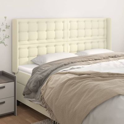 vidaXL Čelo postele so záhybmi krémové 203x16x118/128 cm umelá koža