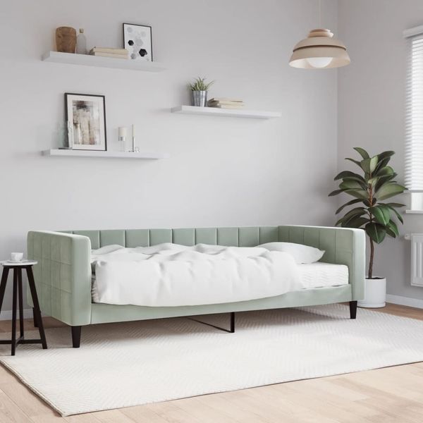 vidaXL Denná posteľ s matracom bledosivá 90x200 cm zamat