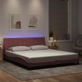 vidaXL Rám postele s LED bez matraca Hankoružový 180x200 cm zamat