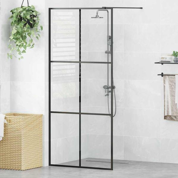 vidaXL Sprchová zástena z priehľadného ESG skla 90x195 cm čierna