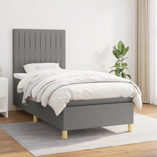 vidaXL Boxspring posteľ s matracom tmavosivá 90x200 cm látka
