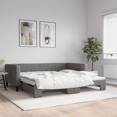 vidaXL Denná posteľ s rozkladacou posteľou tmavosivá 100x200 cm látka