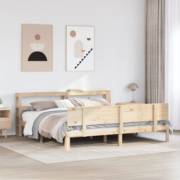 vidaXL Posteľný rám s čelom 200x200 cm masívna borovica