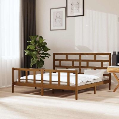 vidaXL Posteľný rám, medový, borovicový masív 180x200cm Super King