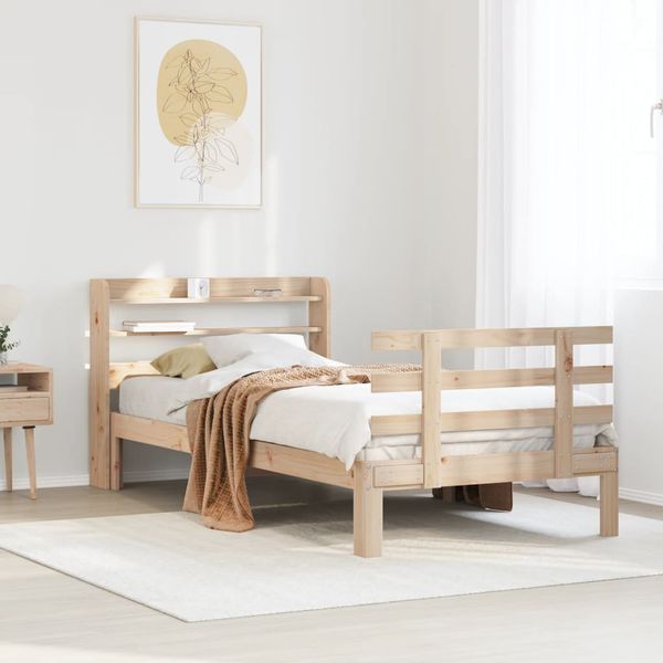 vidaXL Rám postele s čelom 90x190 cm masívne drevo