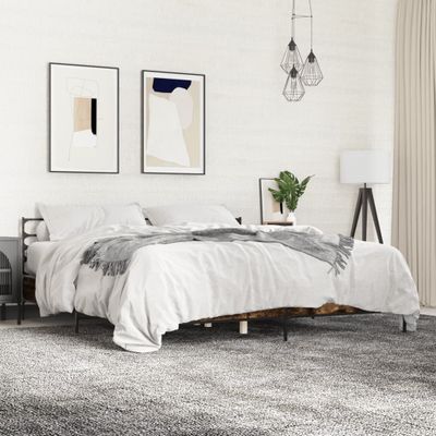 vidaXL Posteľný rám dymový dub 180x200 cm kompozitné drevo a kov