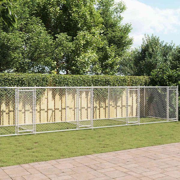 vidaXL Klietka pre psa s dvierkami šedá 12x2x1,5 m pozinkovaná oceľ