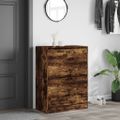 vidaXL Botník s 2 výklopnými zásuvkami dymový dub 80x42x108 cm