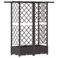 vidaXL Vyvýšený záhon s mriežkou a strechou Hnedá 124 x 40 x 121 cm PP