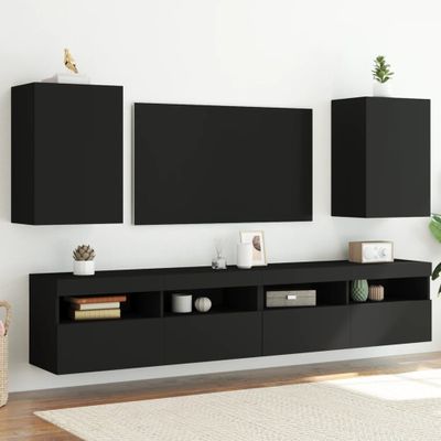 vidaXL TV nástenné skrinky 2 ks čierne 40,5x30x60 cm kompozitné drevo