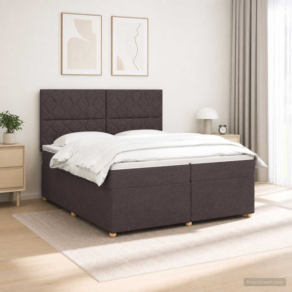 vidaXL Posteľ boxspring s matracom Tmavohnedá 200 x 200 cm Látka