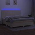 vidaXL Posteľ boxsping s matracom a LED krémová 200x200 cm látka