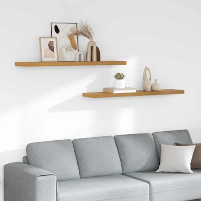 vidaXL Stenná polica 2 pcs Béžová 120 x 23,5 x 4 cm Kompozitné drevo