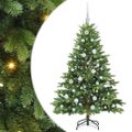 vidaXL Umelý vianočný stromček s 150 LED-i Zelená 150 cm PE a PVC