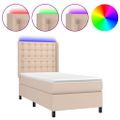 vidaXL Boxspring posteľ matrac a LED kapučínová 90x200 cm umelá koža