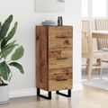 vidaXL Servírovacia skriňa so zásuvkou Staré drevo 34,5 x 34 x 90 cm