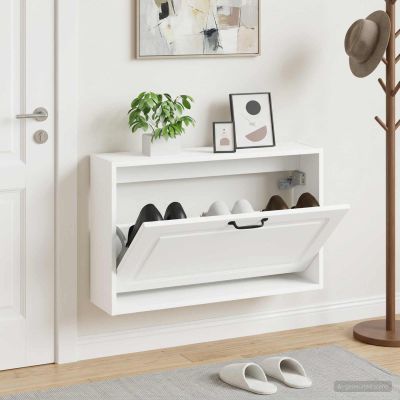 vidaXL Nástenný botník UTRECHT 71 x 17 x 43 cm Kompozitné drevo Biela
