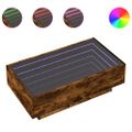 vidaXL Konferenčný stolík s LED dymový dub 90x50x30 cm kompozit. drevo