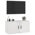 vidaXL Nástenná TV skrinka lesklá biela 80x34,5x40 cm