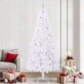 vidaXL Umelý vianočný stromček s 300 LED-i Biela 240 cm PVC a oceľ