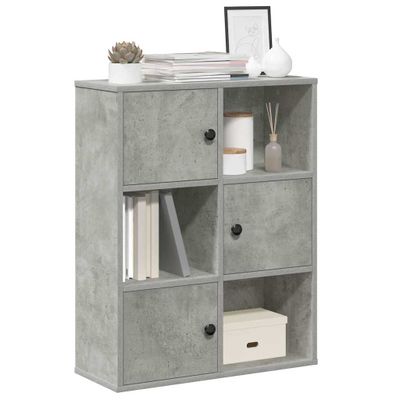 vidaXL Knižnica betónová sivá 60x24x76,5 cm kompozitné drevo