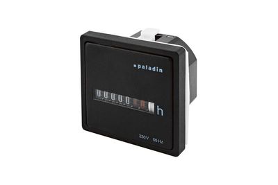 Počítadlo prevádzkových hodín PALADIN BW 40.28, 230V, 50Hz, čierne, do PANELU, s rám., 55x55mm