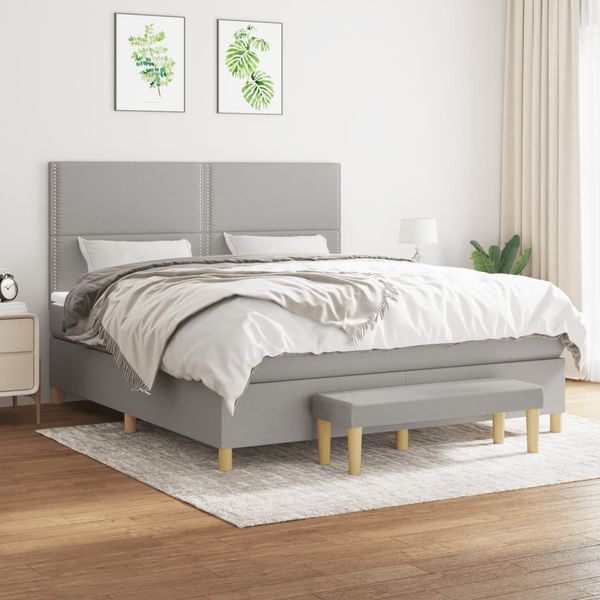 vidaXL Boxspring posteľ s matracom bledosivá 180x200 cm látka