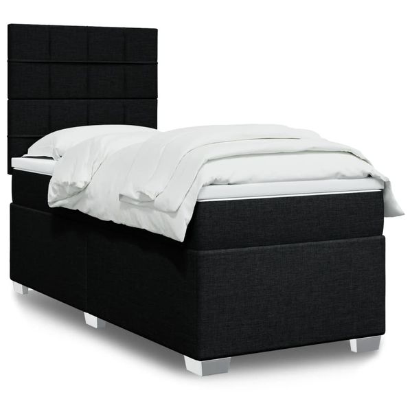 vidaXL Posteľný rám boxspring s matracom čierny 90x200 cm látka