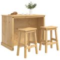 vidaXL Kuchynský ostrovný set 3 ks Medový vosk 112 x 77 x 91,5 cm