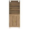 vidaXL Highboard Remeselný dub 69,5 x 34 x 180 cm Kompozitné drevo