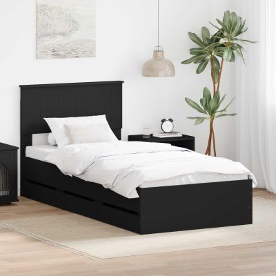 vidaXL Rám postele so zásuvkou Čierna 90 x 200 cm Inžinierske drevo