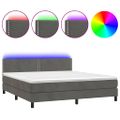 vidaXL Posteľ boxsping s matracom a LED tmavosivá 160x200 cm zamat