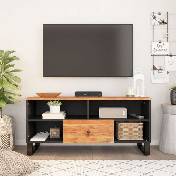 vidaXL TV skrinka 100x33x46 cm masívna akácia a spracované drevo