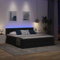 vidaXL LED úložná posteľ s matracom Čierna 200 x 200 cm Látka