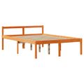 vidaXL Posteľný rám s čelom voskový hnedý 135x190 cm borovicový masív