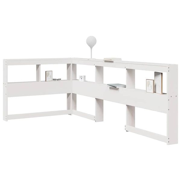 VidaXL Knižnica čelo v tvare L biele 80 cm masívna borovica