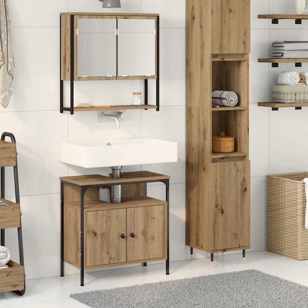 vidaXL Sada kúpeľňového nábytku Nástenný 2 pcs Hnedá Kompozitné drevo