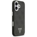 Puzdro Guess Case Magsafe 4G PU Leather Case s trojuholníkovým logom a strieborným kovovým rámom fotoaparátu pre iPhone 17 čierna