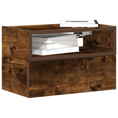 vidaXL Nástenný nočný stolík dymový dub 45x26x28,5 cm