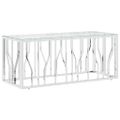vidaXL Konferenčný stolík 110x45x45 cm nehrdzavejúca oceľ a sklo
