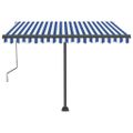 vidaXL Samostatne stojaca automatická markíza 300x250 cm modro-biela