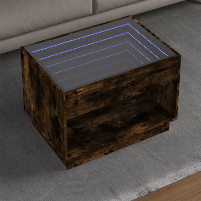 vidaXL Konferenčný stolík s nekonečnými LED dymový dub 70x50x50 cm