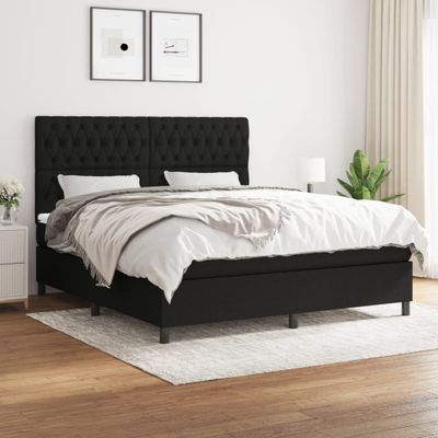 vidaXL Posteľný rám boxspring s matracom čierny 180x200 cm látka
