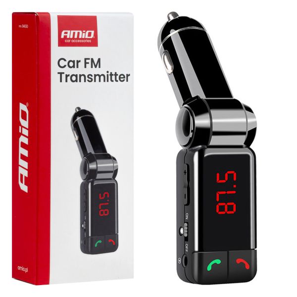 FM transmitter 2×USB-A 12V 24V AMiO-04650