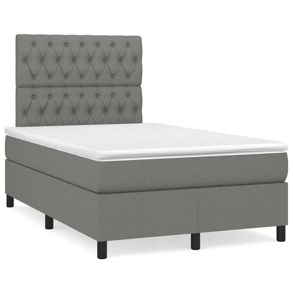 vidaXL Boxspring posteľ s matracom a LED, tmavosivá 120x190 cm, látka