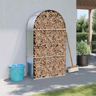 vidaXL Držiak na polená strieborný 120x45x210 cm pozinkovaná oceľ